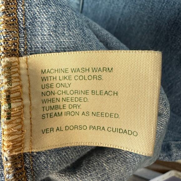 St Johns Bay Vintage Zip Front Sleeveless Cotton Denim Dress Jumper Size 14 - Picture 3 of 5